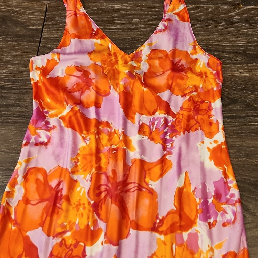 ❤️ N NATORI FLORAL SATIN SLIP DRESS, SMALL - Picture 3 of 11